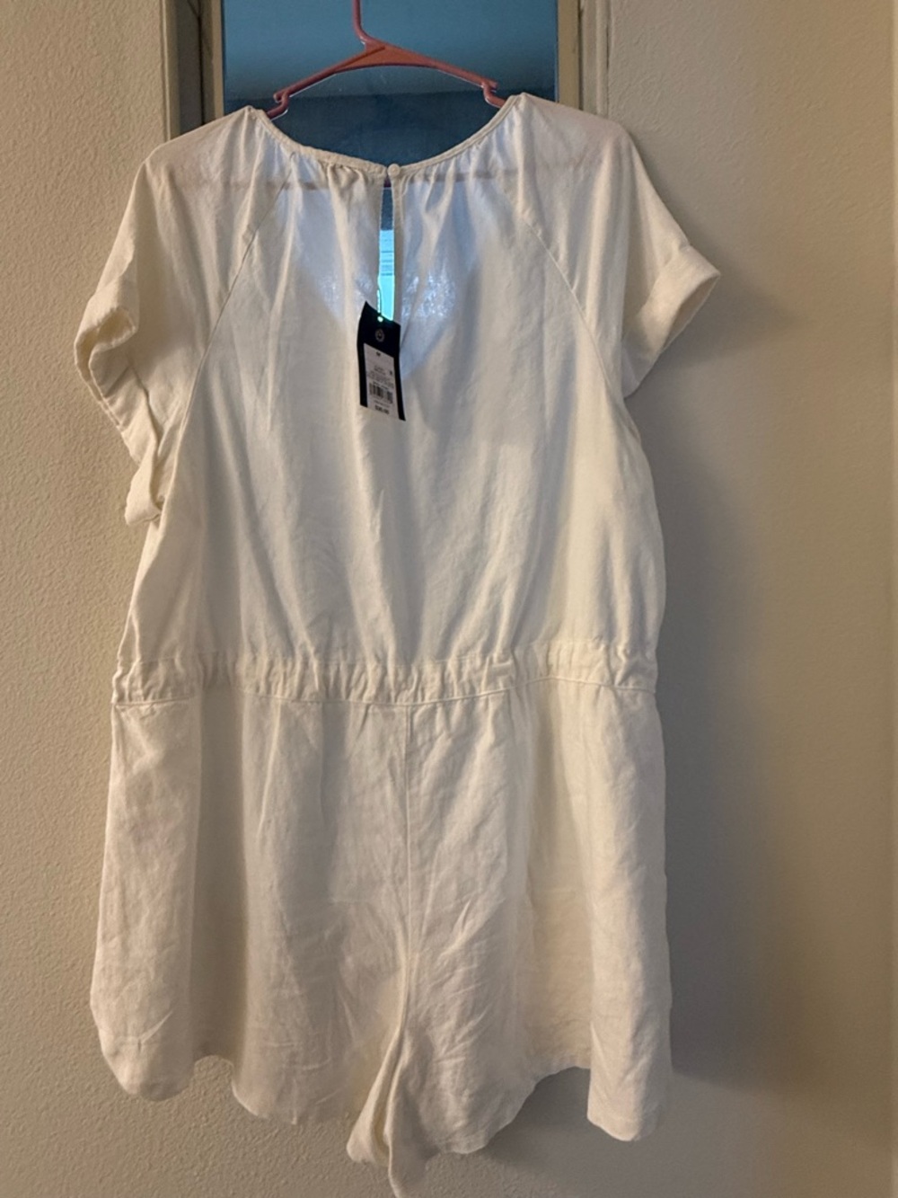 Target White Short Sleeve Drawstring Romper - Picture 2 of 3